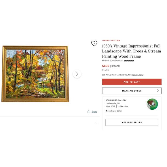 Vintage 60s Framed Fall Landscape Painting 24x20 Original Impressionist Art - Picture 14 of 14